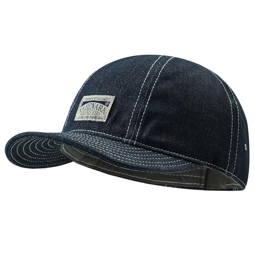 CLAPE Fitted Baseball Caps For Men, Soft Flat Brim Sun Protection Athletic Fitted Hats Breathable Cotton Stretch Fit Ball Cap