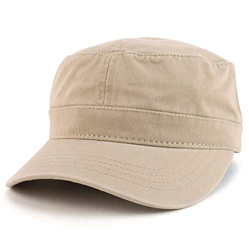 Trendy Apparel Shop Cotton Army Cap Military Flat Top Adjustable Baseball Cap - color: Khaki