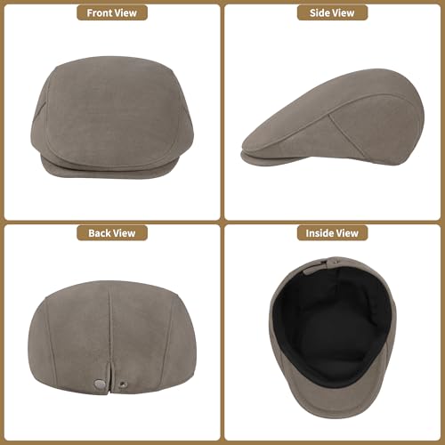 Men's Adjustable Newsboy Hat Classic Flat Gatsby Cabbie Ivy Cap for Golf Driving Winter - color: Lightngray, size: Medium