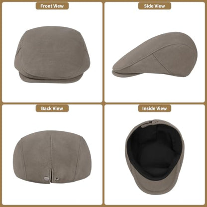 Men's Adjustable Newsboy Hat Classic Flat Gatsby Cabbie Ivy Cap for Golf Driving Winter - color: Lightngray, size: Medium
