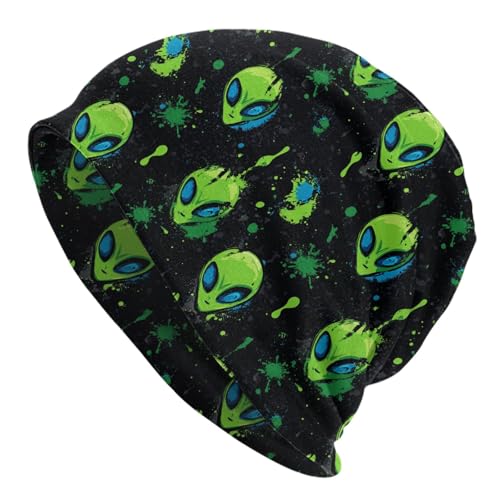 Slouchy Beanie Hat Skull Cap Chemo Headwear Baggy Hats for Men Women Running Cycling - color: Alien