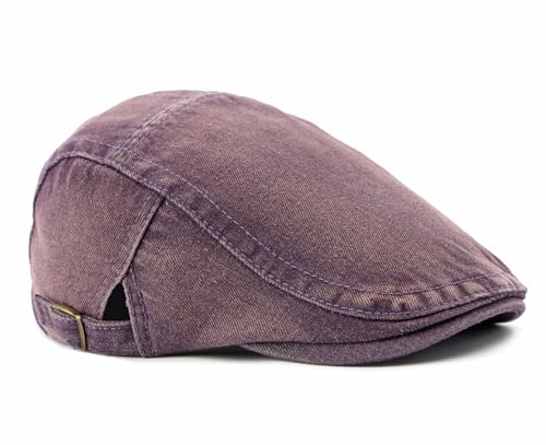 Cotton Newsboy Cap,Breathable Ivy Gatsby Cabbie Beret Hat for Men's Women Driving Hunting Golf - color: Denim Purple