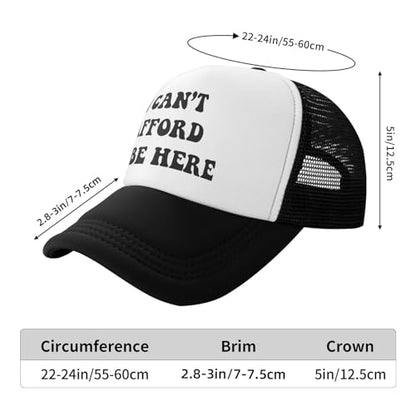 Funny Trucker Hats for Women Country Women's Trucker Hats Breathable Mesh Summer Caps Adjustable Pink Hats - color: I Can't Afford to Be Here-black