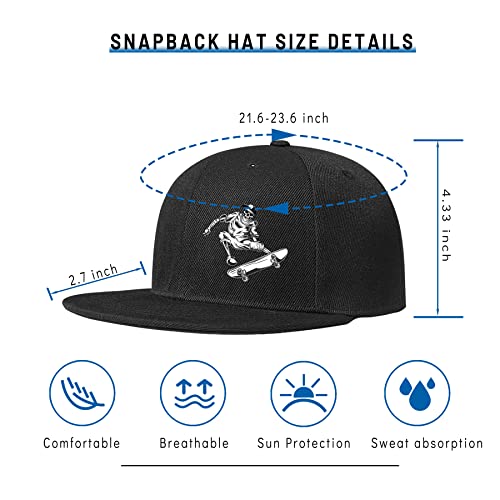 Skateboard Hat Snapback Hats for Men Flat Bill Hats for Boy Adjustable Baseball Cap for Teens Hip Hop Sports - color: Skating Theme