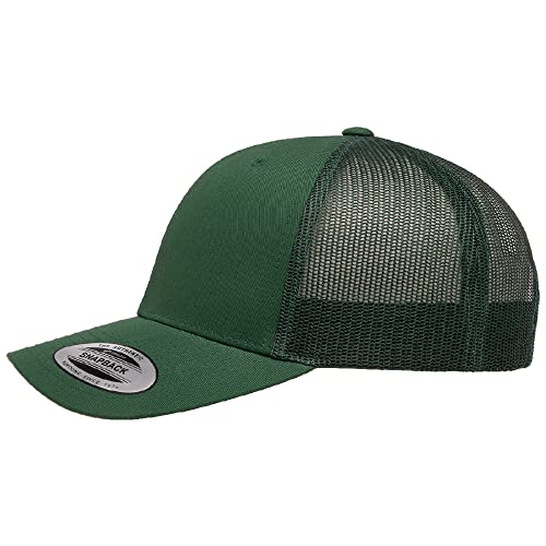 Yupoong Classic Mesh 6 Panel Retro Trucker Cap | Mid Profile Snapback - color: Evergreen