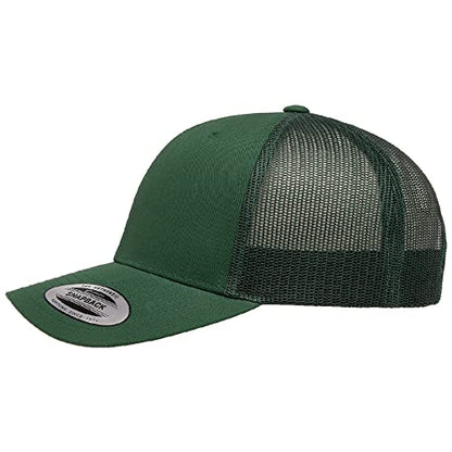 Yupoong Classic Mesh 6 Panel Retro Trucker Cap | Mid Profile Snapback - color: Evergreen