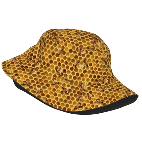 Bucket Hat for Men Women Packable Sun Hats Fisherman Outdoor Summer Travel Hiking Beach Caps - color: Bee
