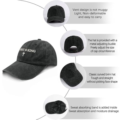 Man of God Husband Dad Embroidered Hat Camping Caps for Women - color: Christ is King Christian Cross Religious Jesus 12