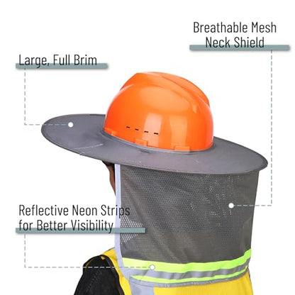 UNCO- Hard Hat Sun Shield, 2 Pack, Yellow and Gray, Full & Standard Brim Mesh Sunshade High Visibility Reflective, Hard Hat Accessories - color: Yellow and Gray, size: 2 Pack