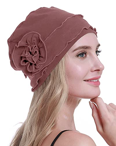 osvyo Chemo Headwear Turban Cap for Women - Cancer Beanie Hair Loss Sealed Packaging - color: Cotton Sand Brown