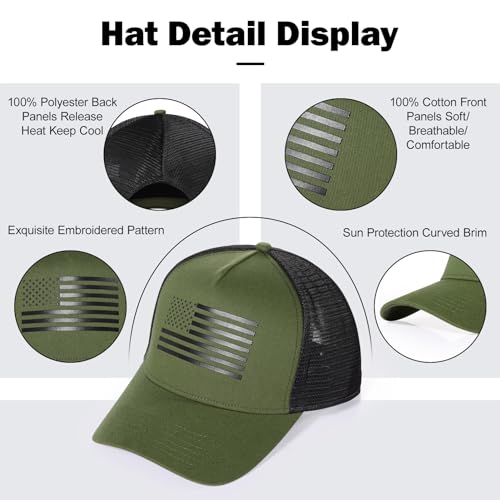 Oversize XXL American Flag Trucker Hat - color: Olive/Black, size: XX-Large