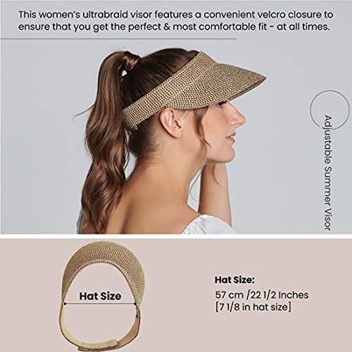 San Diego Hat Company Women's Mixed Braid Brim Visor with Velcro, Sun Hats for Women - color: Mixed Brown