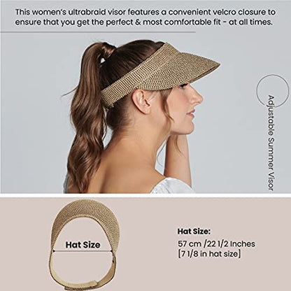 San Diego Hat Company Women's Mixed Braid Brim Visor with Velcro, Sun Hats for Women - color: Mixed Brown