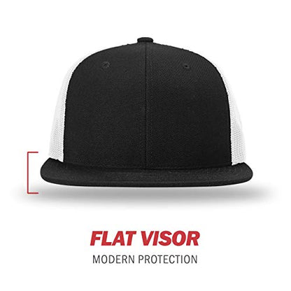 Richardson Unisex 511 Flatbill Trucker Adjustable Snapback Baseball Cap - color: Black/White
