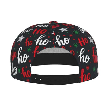 Baseball Cap Christmas Flat Brim Snapback Hat Men Women Hip Hop Cap Adjustable Trucker Hat for Adult Unisex - color: Christmas Ho Ho Ho New