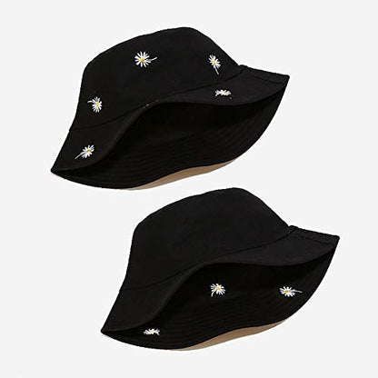 XYIYI Cute Bucket Hat Beach Fisherman Hats for Women, Reversible Double-Side-Wear - color: Daisy