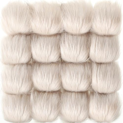Tatuo 16 Pcs Faux Fur Pom Poms for Hats, Beige - color: Beige