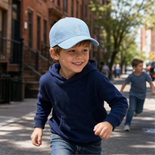 Kids Washed Cotton Baseball Cap, Unstructured Adjustable Toddler Hat for Boys & Girls - color: Sky Blue