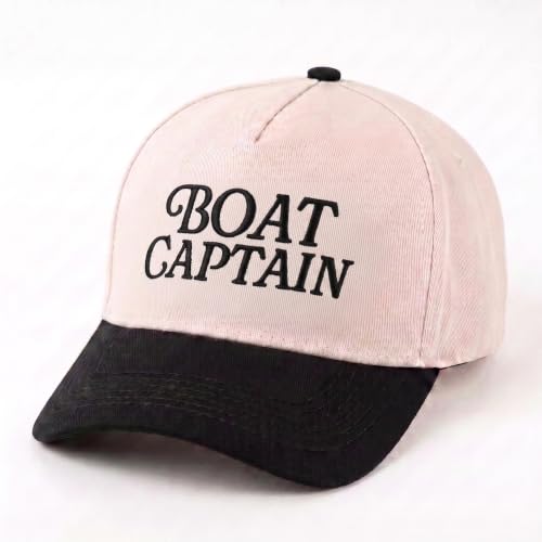He's Golfing Baseball Cap, Retro Embroidered Golf 5-Panel Snapback Hat for Men Women, Casual Bicolor Streetwear Trucker Hat - color: Boat Captain Black