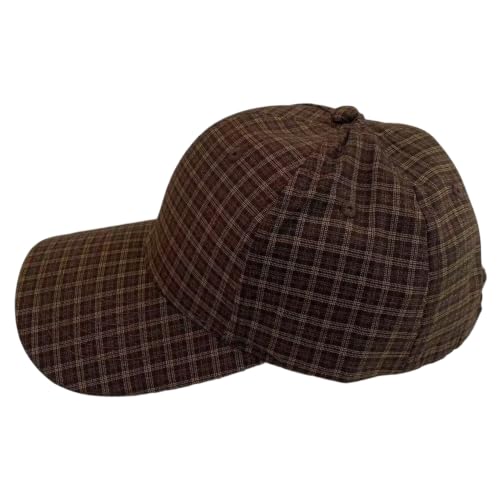 Unisex Plaid Baseball Cap Classic Checkered Cotton Dad Hat Retro Adjustable - color: Coffee