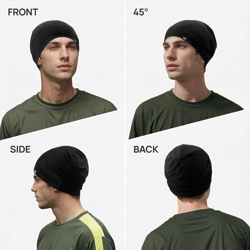 QINGLONGLIN Cooling Skull Cap Sweat Wicking Breathable for Men Women 3 Pack - color: Black + Black + Black