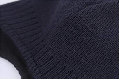 Connectyle Men's Knit Winter Hat with Ear Flaps Fleece Lined Beanie Warm Knitted Skull Cap Beanies Watch Hat - color: Navy