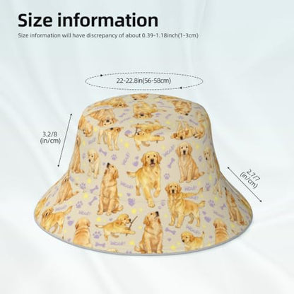 남성용 여성용 버킷 모자 패커블 양면 프린트 여름 모자 - color: Golden Retriever