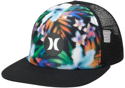 Hurley Mens Supply Flat Brim Snap Back Trucker Hat - color: Black/(Black)