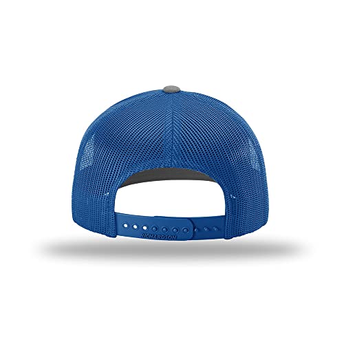 Richardson 112 Classic Six-Panel Adjustable Snapback Trucker Cap - color: Heather Grey/Royal
