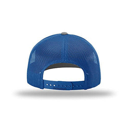 Richardson 112 Classic Six-Panel Adjustable Snapback Trucker Cap - color: Heather Grey/Royal