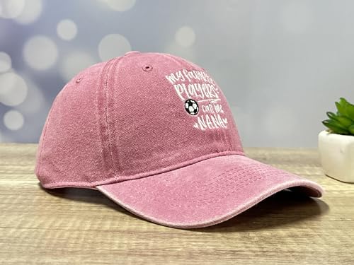 Adjustable Embroidery Hat for Men Women, Gift Baseball Cap for Adult - color: Soccer Nana (Washed Pink)