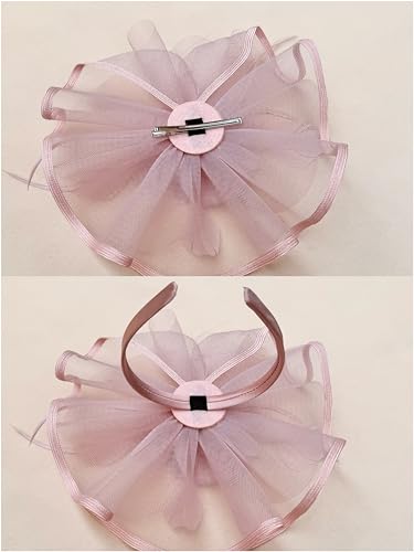 SAFERIN Fascinator for Women Hair Clip Hat Bowler Feather Flower Veil Wedding Party Hat Tea Hat - color: Ta1-pink Feather