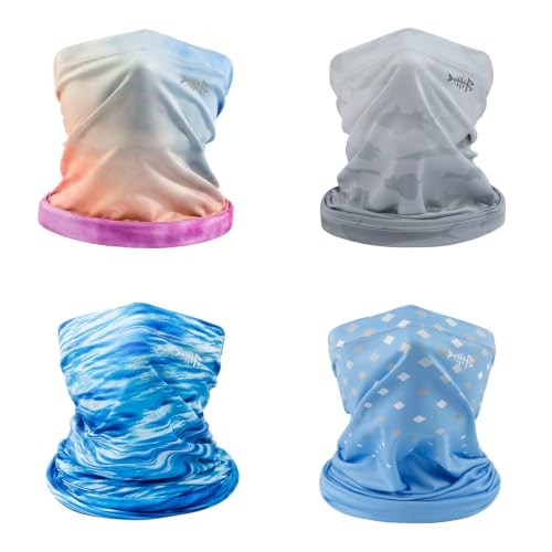 BASSDASH 4 Pack UPF 50+ UV Protection Neck Gaiter Sun Protector for Fishing Hunting Kayaking Hiking Cycling Outdoor - color: Collection B
