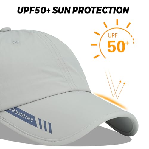 Croogo Quick Dry Running Hat Sun UPF 50+ Lightweight Baseball Cap for Men - color: Lightgray