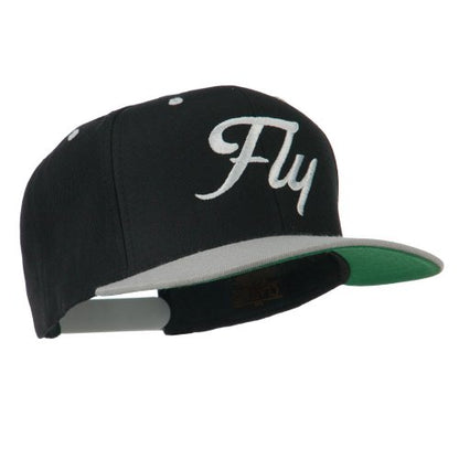 e4Hats.com Fly Embroidered Flat Bill Cap - color: Black Silver