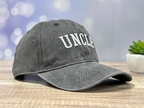 Family Titles Baseball Hat for Grandparents Parents, Relatives Gift - color: Uncle (Washed Black)