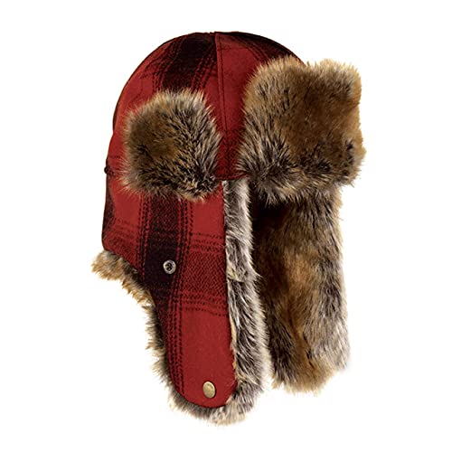 Stormy Kromer The Northwoods Trapper Hat - color: Red/Black Plaid, size: X-Large