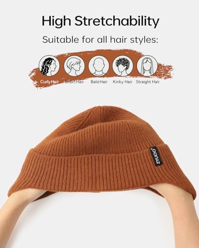 Zylioo XXL XL L Beanie for Big Heads Men Women, Ear Flap Winter Knit Hat - color: Khaki Brown, size: X-Large-3X-Large
