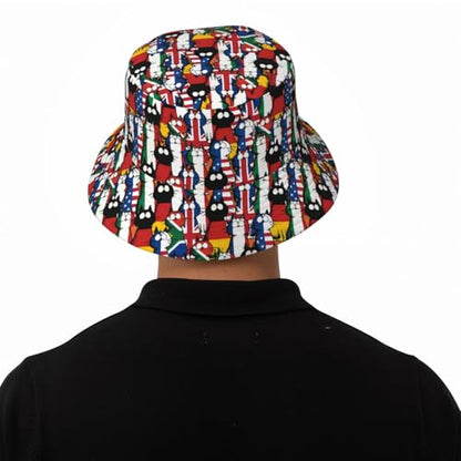 Bucket Hat for Men Women Packable Sun Hats Fisherman Outdoor Summer Travel Hiking Beach Caps - color: Cat Flag