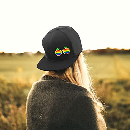 Snapback Hats for Men Flat Bill Black Adjustable Baseball Cap Trucker Hat for Dad American Flag Pirate Skull Caps Cool - color: Pineapple Glasses