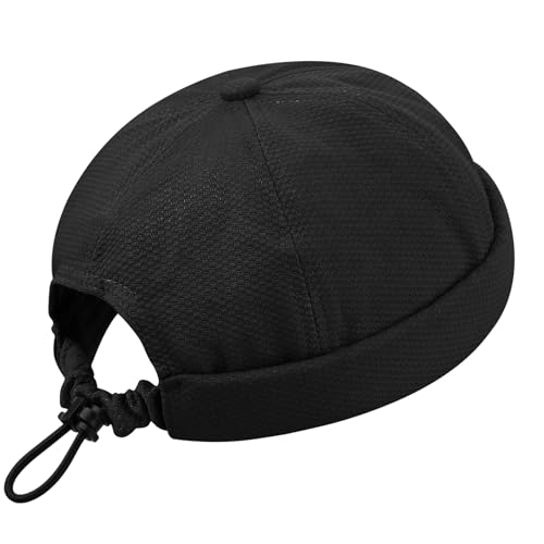 CLAPE Men Hats Docker Cap Breathable Beanie Brimless Hat Rolled Cuff Harbour Sailor Fisherman Leon Hat Waterproof Skullcap - color: Ct83-black
