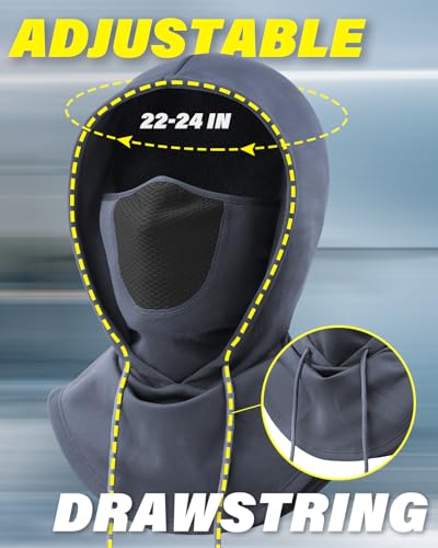 JOEYOUNG 3 in 1 Winter Balaclava Hood Face Mask with Ear Loops, Fleece Breathable Ski Mask for Men Women Cold Weather - color: Black