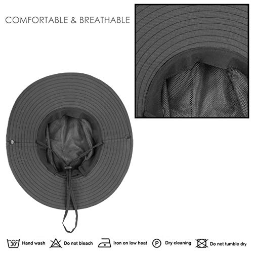 IYEBRAO 2 Pack Womens Ponytail Sun Hat UV Protection Bucket Hats Foldable Wide Brim Summer Boonie Beach Cap Fishing Hiking… - color: Black & Grey