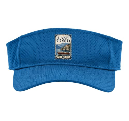 Vintage Lake Como Stamp Lakecore Italian Summer Sport Sun Visor - color: Royal Blue