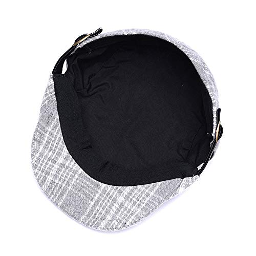 Quanhaigou Unisex Denim Newsboy Hats Flat Ivy Gatsby Cabbie Driving Berets Hat Cotton Dad Cap for Men Women - color: Gray Stripe