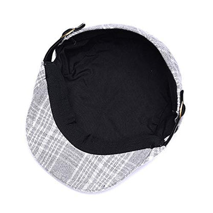 Quanhaigou Unisex Denim Newsboy Hats Flat Ivy Gatsby Cabbie Driving Berets Hat Cotton Dad Cap for Men Women - color: Gray Stripe