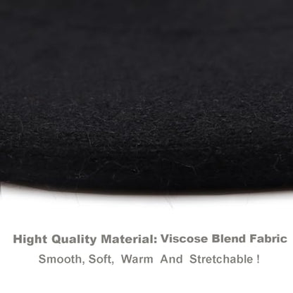 Wheebo Reversible Solid Color French Beret Hat for Women and Girls - color: Black