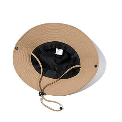 Clakllie Waterproof Fishing Hat Safari Cap Wide Brim Sun Hat Bucket Cap for Women Men Daily Wear Fashion Boonie Cowboy Caps - color: Khaki-xt05