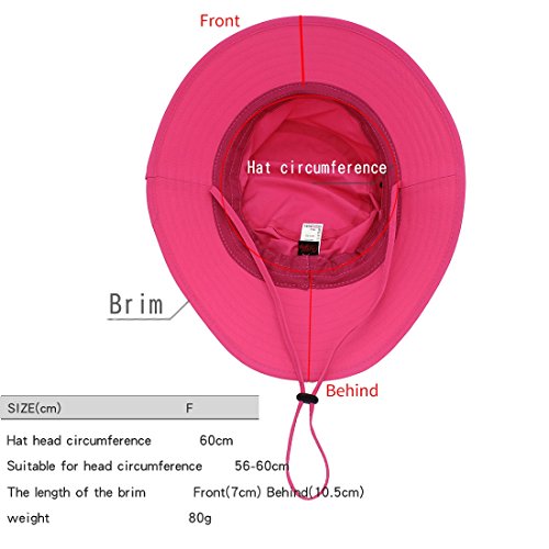 Women Lightweight Safari Sun Hat Quick Dry Fishing Hat with Strap Cool - color: Rose Red