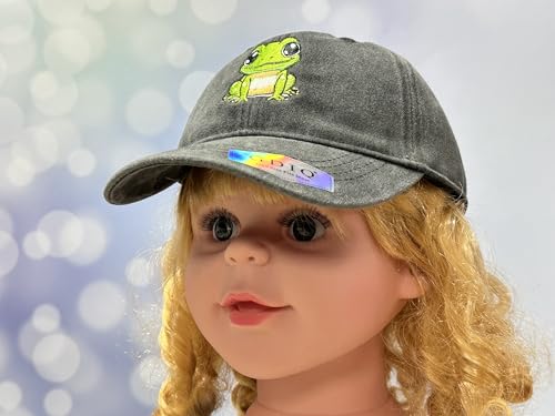 Adjustable Embroidery Animal Baseball Hat for Kid Toddler Child - color: Frog (Washed Black)